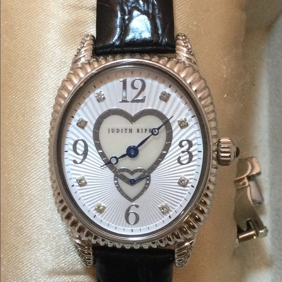Judith Ripka Sterling and MOP Double Heart Watch - Picture 3 of 11
